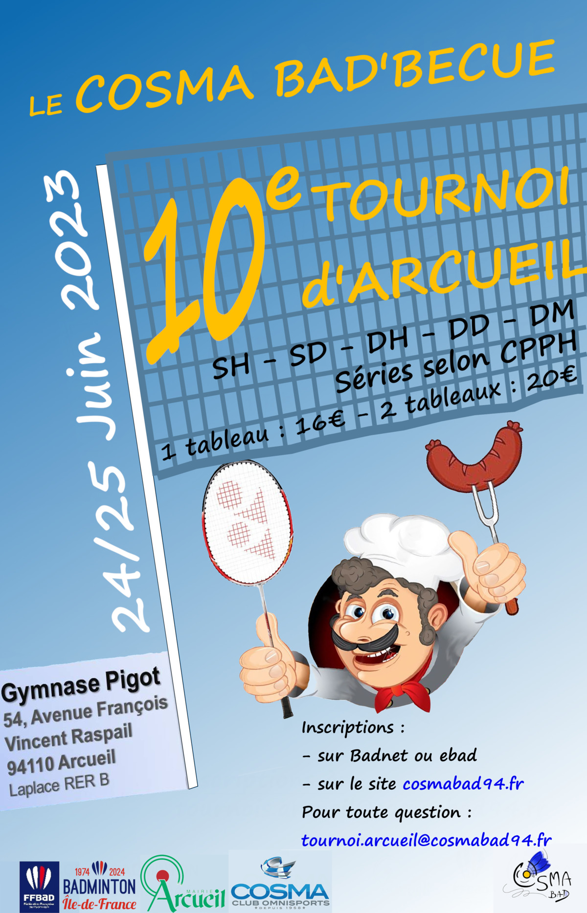 10e tournoi Bad’becue d’Arcueil – 24/25 Juin 2023